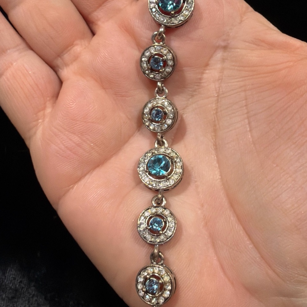 Signed Vintage AAI Blue Rhinestone Silvertone Bracelet